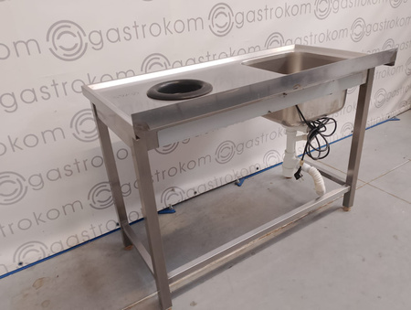Stół ze zlewem i otworem na odpadki 120x60