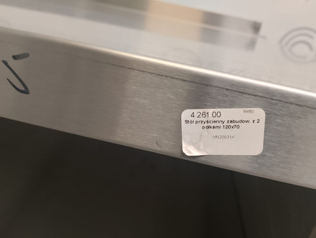 Stół przyścienny zabudow. z 2 półkami 120x70