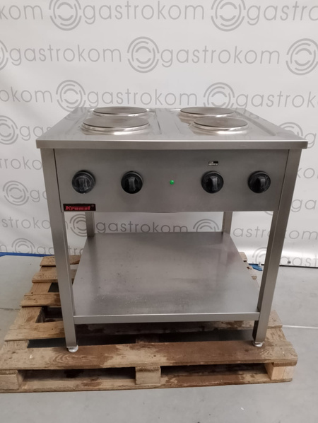 KUCHNIA ELEKTRYCZNA GASTRONOMICZNA Z PÓŁKĄ 4-PŁYTOWA KROMET 000.KE-4M