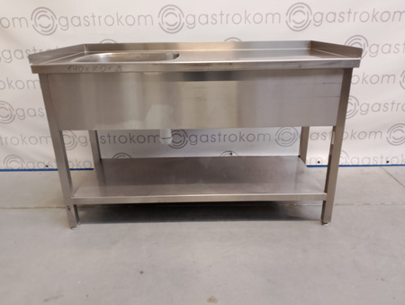 Stół ze zlewem L i półką rant T+L+P 140x70