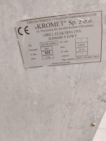 Płyta grillowa ryflowana 700.PBE-400 R-C na podstawie szafkowej