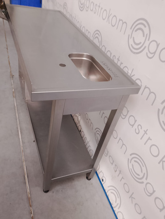 Stół ze zlewem-L i blokiem 2 szuflad 130 cm