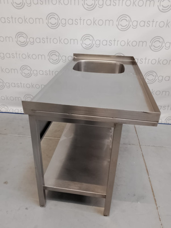 Stół ze zlewem L i półką rant T+L+P 140x70