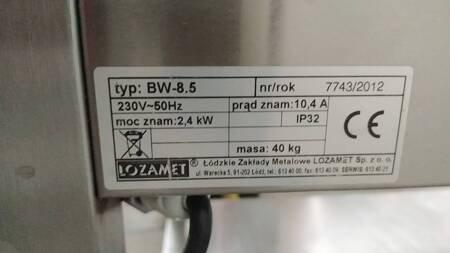 Bemar jezdny wodny Lozamet BW-8.5/S 2xGN 1/1