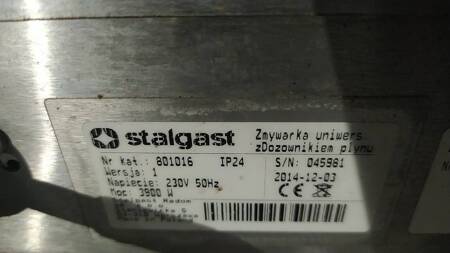Zmywarka uniwersalna Stalgast 801016, 2 dozowniki ,230V
